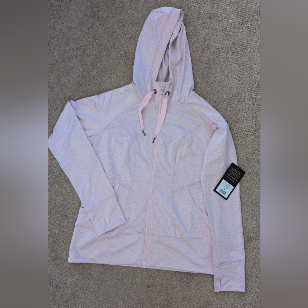 90 Degrees By Reflex Petal Pink Drawstring Hooded Thumbhole Athletic Jacket